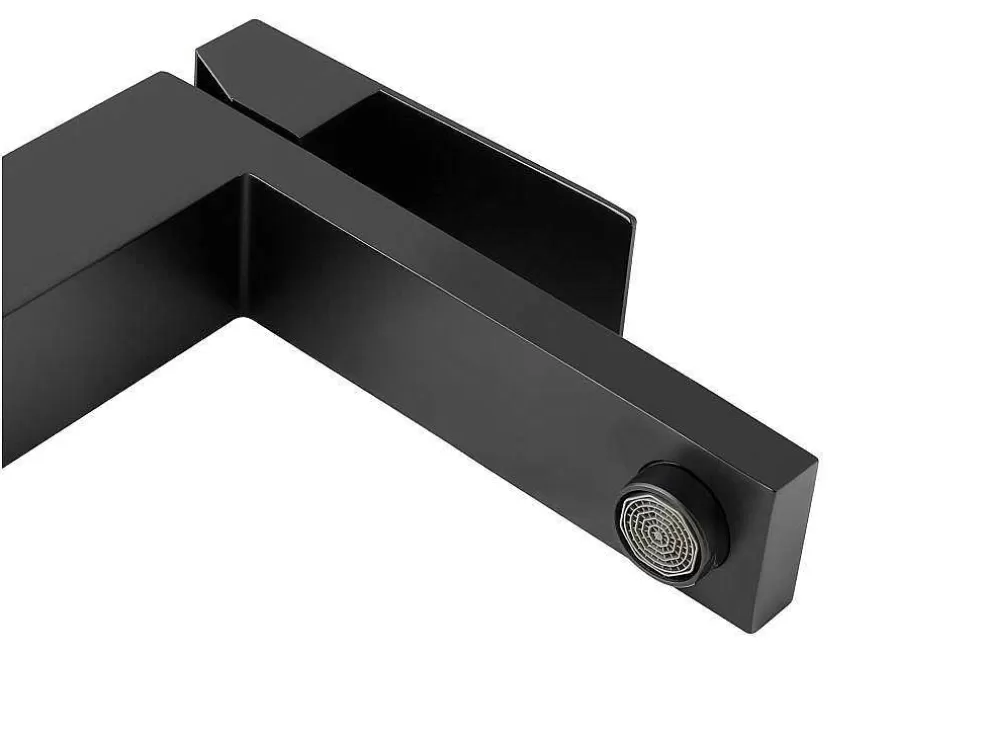 Shower & Design Torneira Misturadora Mecanica Quadrada Em Inox Escovado Preto Mate A31 Cm - Canilas* Torneira