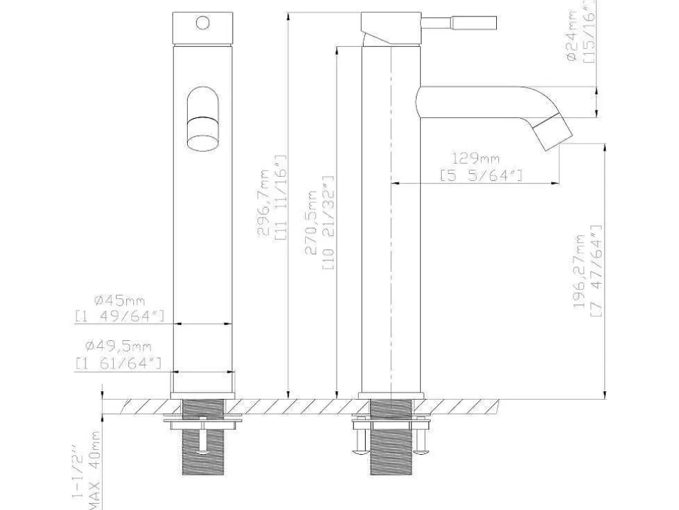 Shower & Design Torneira Misturadora Mecanica Sobrelevada Com Extremidade Arredondada, Dourada Acabamento Acetinado - Arlanza* Torneira