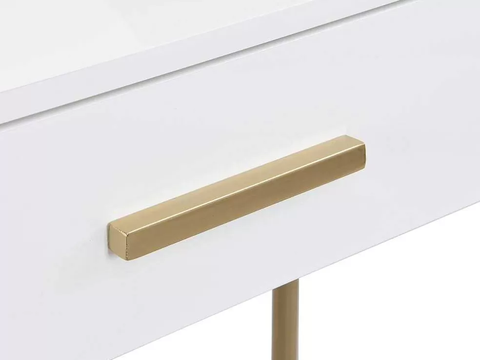 PASCAL MORABITO Toucador Com Espelho E Gaveta Mdf E Metal Lacado A Branco E Dourado - Vonali* Toucador