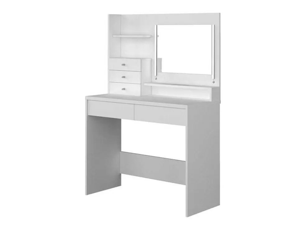 Vente-unique Toucador Com Espelho, Leds E Espacos De Arrumação Em Branco - Giuliana* Toucador