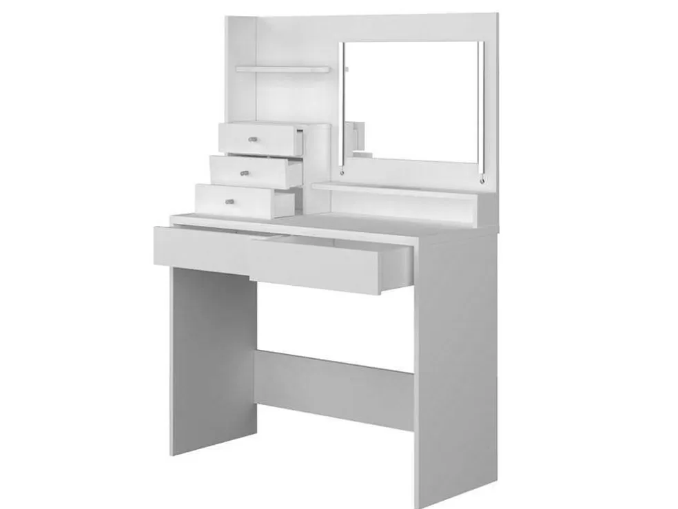 Vente-unique Toucador Com Espelho, Leds E Espacos De Arrumação Em Branco - Giuliana* Toucador