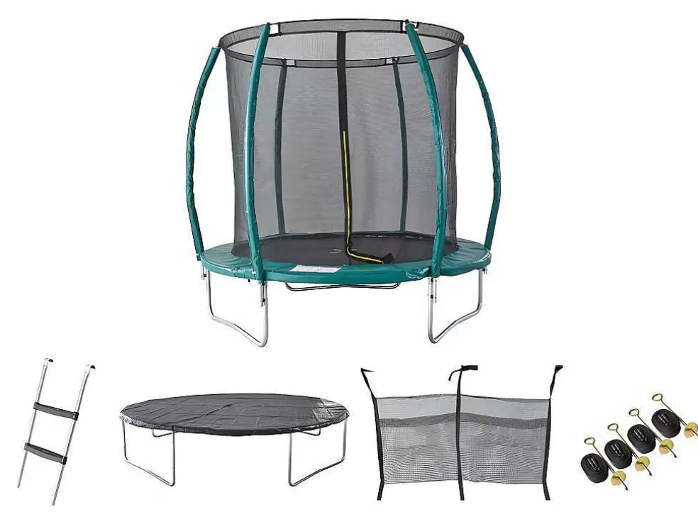 Vente-unique Trampolim Com Rede De Protecao Interior, Escada, Cobertura E Kit De Ancoragem De D. 366 Cm - Wallaby* Jogo De Exterior