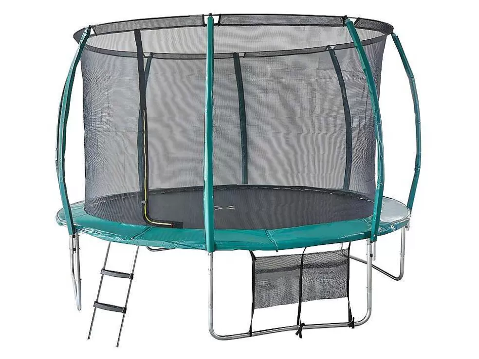 Vente-unique Trampolim Com Rede De Protecao Interior, Escada, Cobertura E Kit De Ancoragem De D. 366 Cm - Wallaby* Jogo De Exterior