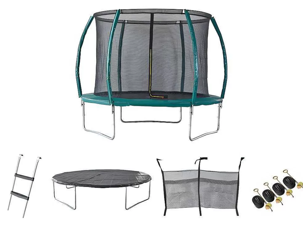 Vente-unique Trampolim Com Rede De Protecao Interior, Escada, Cobertura E Kit De Ancoragem De D. 305 Cm - Wallaby* Jogo De Exterior