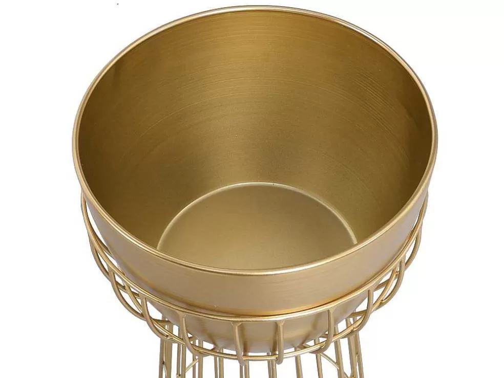 OZAIA Vaso De Ornamentacao Filiforme Em Metal D. 30 X A. 71 Cm Dourado - Cemoro* Promoções Decoração