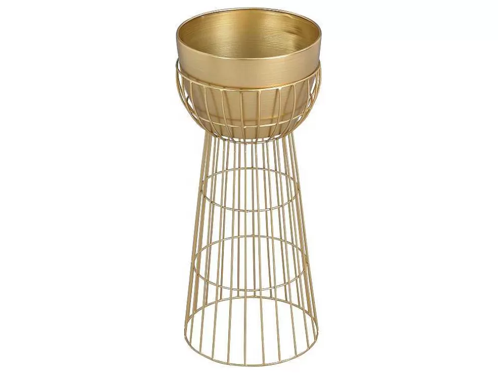 OZAIA Vaso De Ornamentacao Filiforme Em Metal D. 30 X A. 71 Cm Dourado - Cemoro* Promoções Decoração