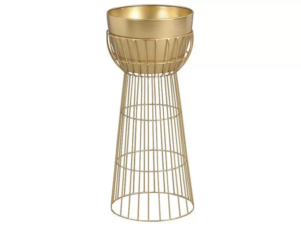 OZAIA Vaso De Ornamentacao Filiforme Em Metal D. 30 X A. 71 Cm Dourado - Cemoro* Promoções Decoração