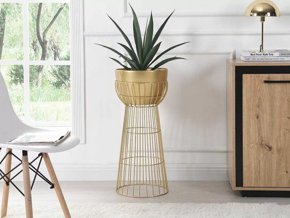 OZAIA Vaso De Ornamentacao Filiforme Em Metal D. 30 X A. 71 Cm Dourado - Cemoro* Promoções Decoração