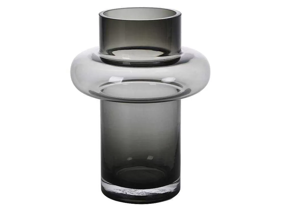 OZAIA Vaso Em Vidro De Cor D. 16,5 X A. 25 Cm Vidro Cinzento Fumado - Valoit* Promoções Decoração