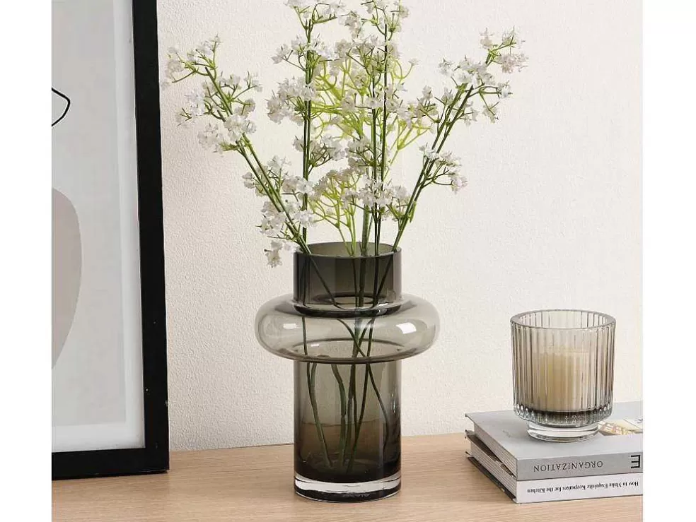 OZAIA Vaso Em Vidro De Cor D. 16,5 X A. 25 Cm Vidro Cinzento Fumado - Valoit* Promoções Decoração
