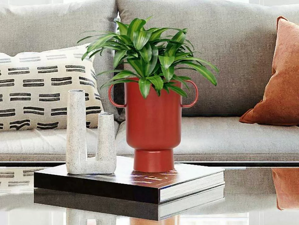 OZAIA Vaso Pequeno Em Metal Com Asas A.17 Cm Terracota - Bilian* Promoções Decoração