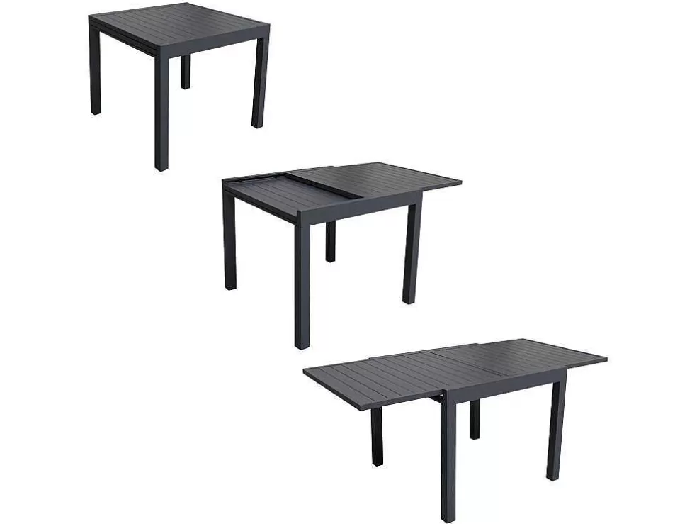 Happy Garden Venezia Conjunto De Mobiliário De Jardim Extensivel 90/180 Em Aluminio Antracite - 8 Lugares* Conjunto Mesa E Cadeiras De Jardim