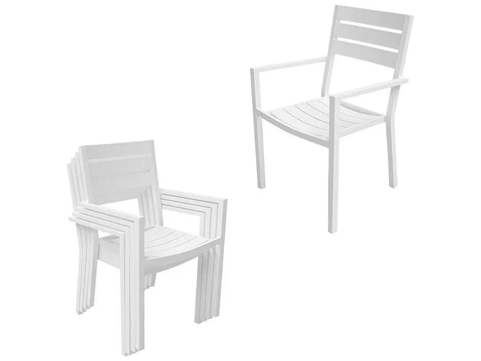 Happy Garden Venezia Conjunto De Moveis De Jardim De Aluminio Extensivel 180/300 - Branco* Conjunto Mesa E Cadeiras De Jardim