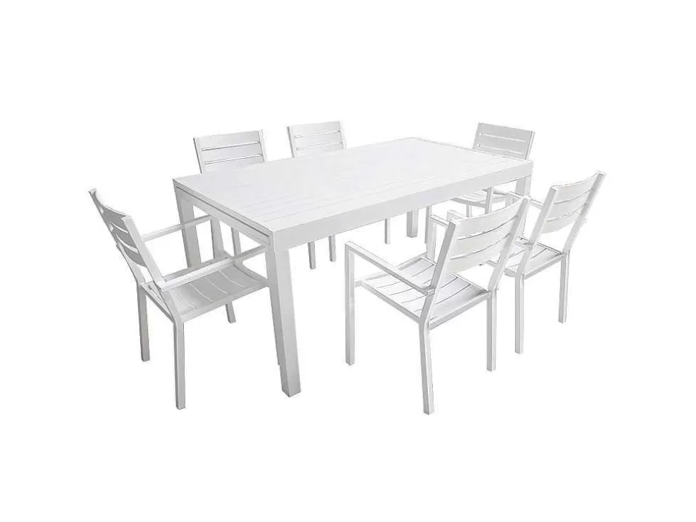 Happy Garden Venezia Conjunto De Moveis De Jardim De Aluminio Extensivel 180/300 - Branco* Conjunto Mesa E Cadeiras De Jardim