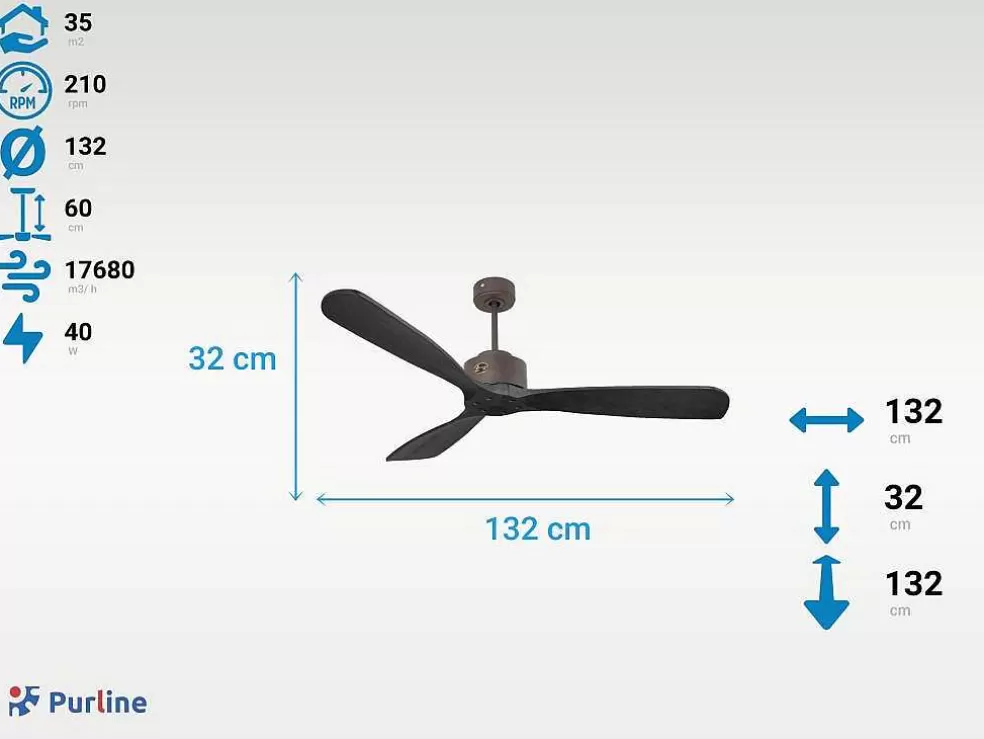 Purline Ventilador De Tecto O132 Cm Com Wifi Reversivel Hypersilence* Ventilador