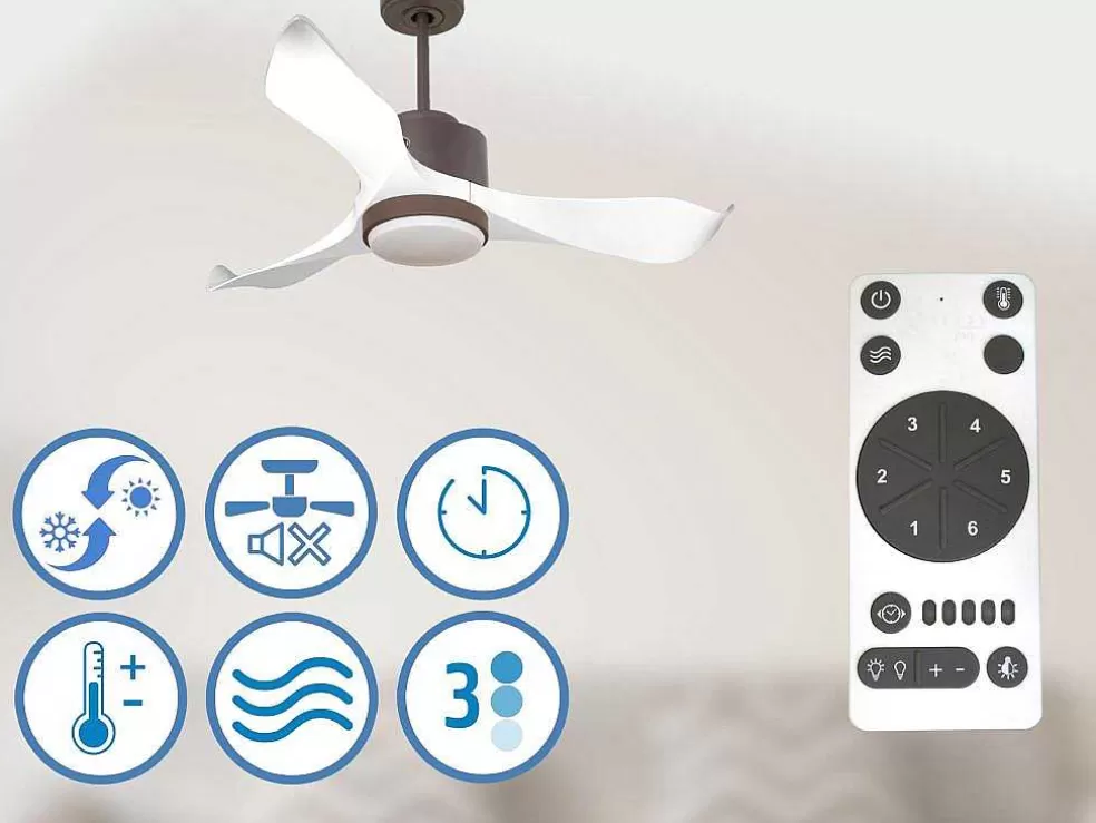 Purline Ventilador De Tecto Reversivel Termostato Regulavel Termostato Regulavel Wifi Motor Dc Tectos Inclinados 2/3 Laminas Memória Hypersilence* Ventilador