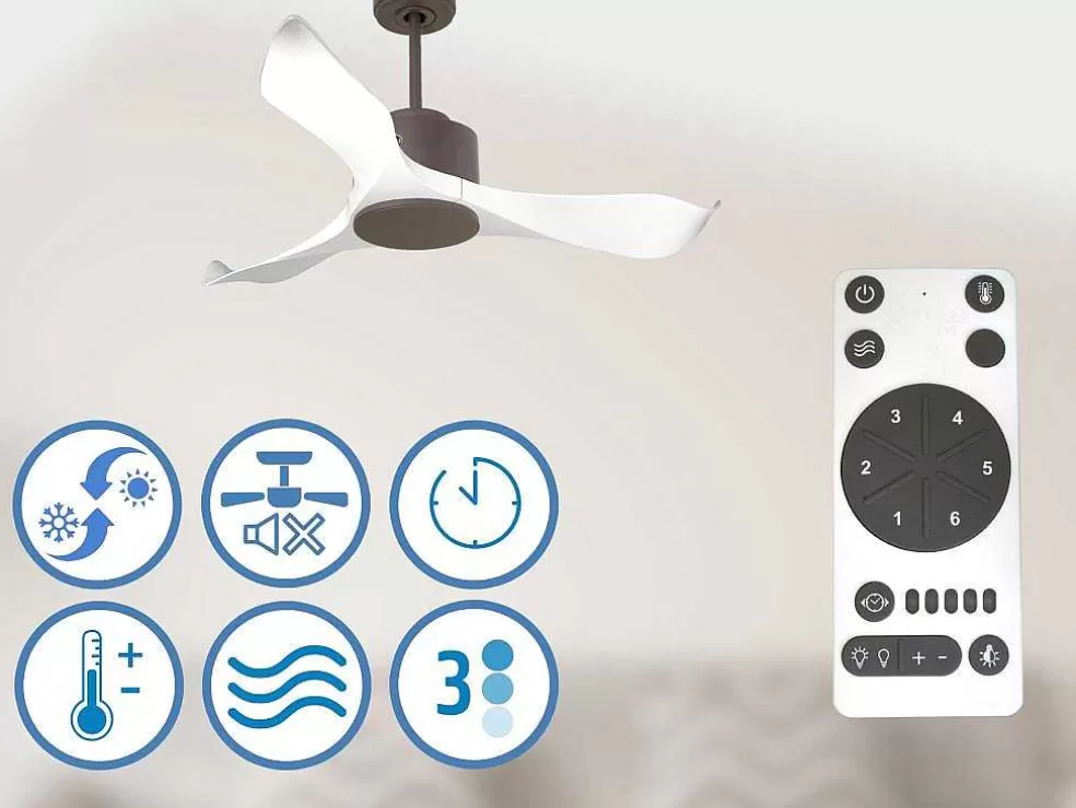 Purline Ventilador De Tecto Reversivel Termostato Regulavel Termostato Regulavel Wifi Motor Dc Tectos Inclinados 2/3 Laminas Memória Hypersilence* Ventilador