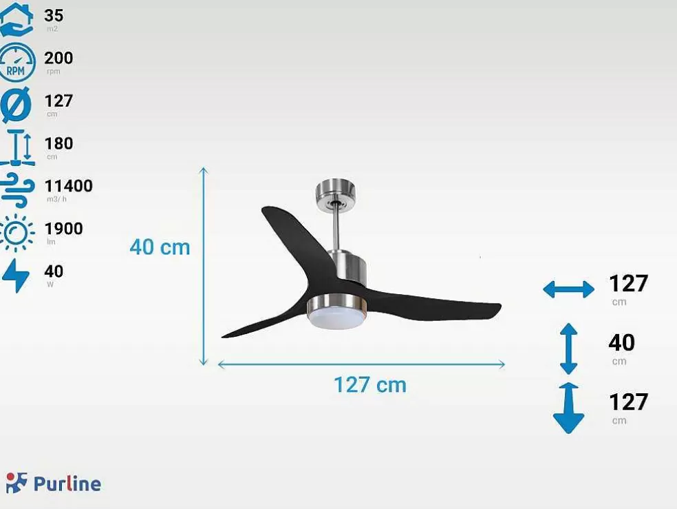 Purline Ventilador De Tecto Reversivel Termostato Regulavel Termostato Wifi Motor Dc Tectos Inclinados Controlo Remoto Adaptador De Luz De Tres Tons 2/3 Laminas Memória Hipersilenciosa* Ventilador