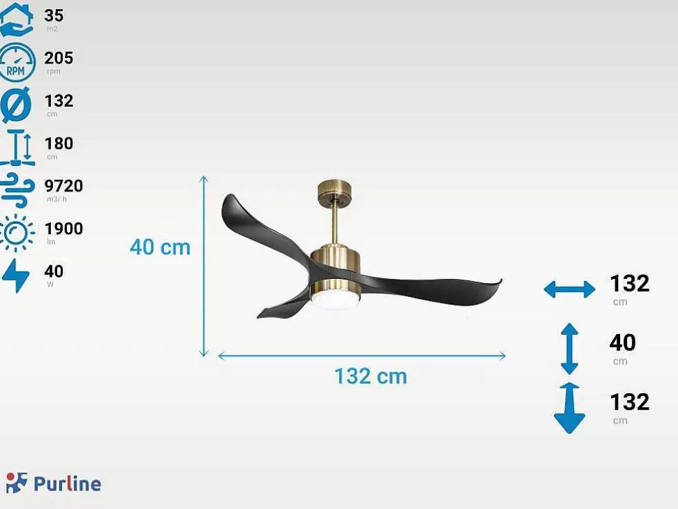 Purline Ventilador De Tecto Reversivel Termostato Regulavel Termostato Wifi Motor Dc Tectos Inclinados Controlo Remoto Adaptador De Luz De Tres Tons 2/3 Laminas Memória Hipersilenciosa* Ventilador