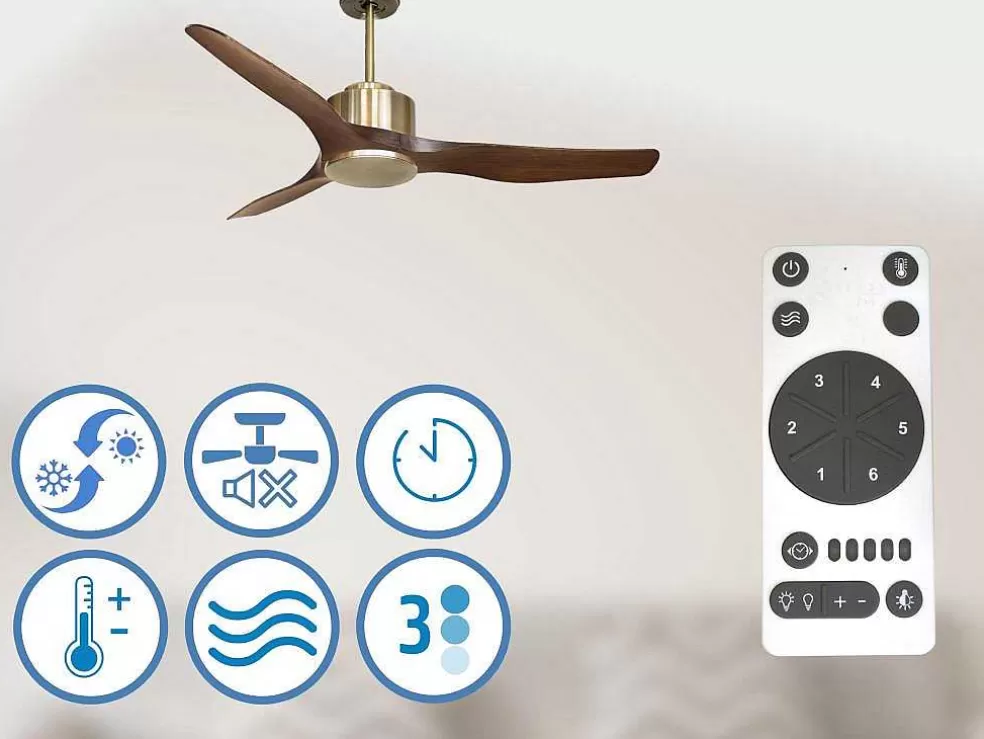 Purline Ventilador De Tecto Reversivel Termostato Regulavel Termostato Wifi Motor Dc Tectos Inclinados Controlo Remoto Adaptador De Luz De Tres Tons 2/3 Laminas Memória Hipersilenciosa* Ventilador