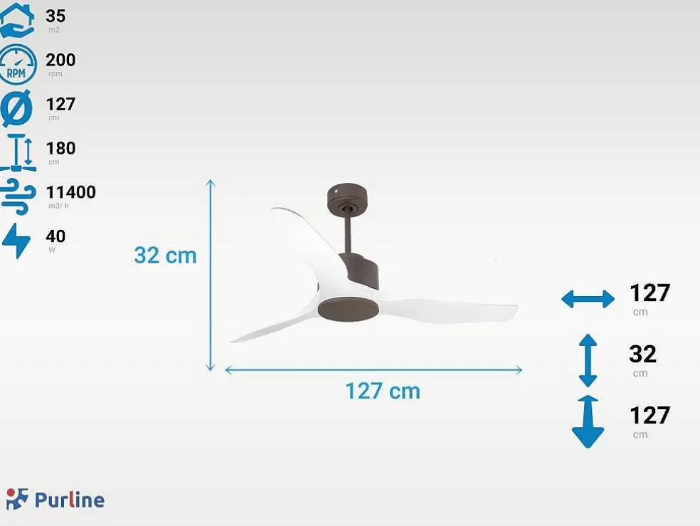 Purline Ventilador De Tecto Reversivel Termostato Regulavel Termostato Wifi Motor Dc Tectos Inclinados Controlo Remoto Adaptador De Luz De Tres Tons 2/3 Laminas Memória Hipersilenciosa* Ventilador
