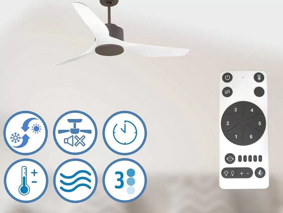 Purline Ventilador De Tecto Reversivel Termostato Regulavel Termostato Wifi Motor Dc Tectos Inclinados Controlo Remoto Adaptador De Luz De Tres Tons 2/3 Laminas Memória Hipersilenciosa* Ventilador