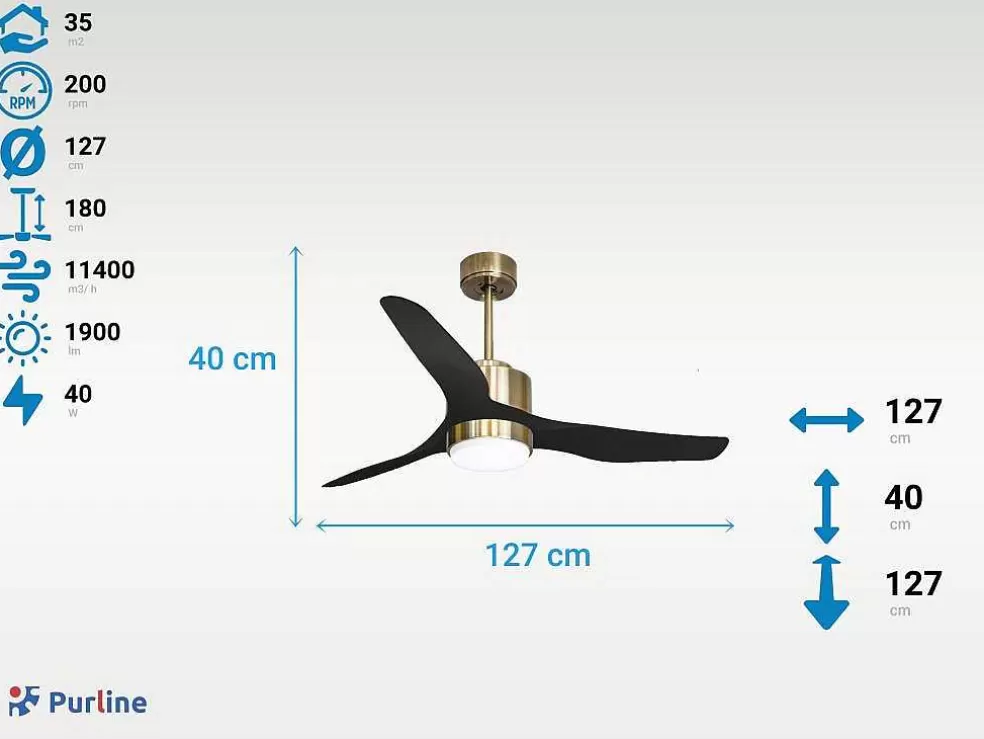 Purline Ventilador De Tecto Reversivel Termostato Regulavel Termostato Wifi Motor Dc Tectos Inclinados Controlo Remoto Adaptador De Luz De Tres Tons 2/3 Laminas Memória Hipersilenciosa* Ventilador