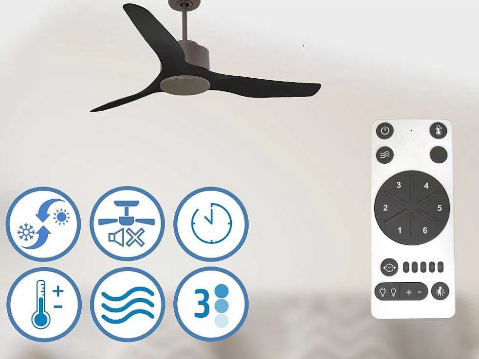Purline Ventilador De Tecto Reversivel Termostato Regulavel Termostato Wifi Motor Dc Tectos Inclinados Controlo Remoto Adaptador De Luz De Tres Tons 2/3 Laminas Memória Hipersilenciosa* Ventilador