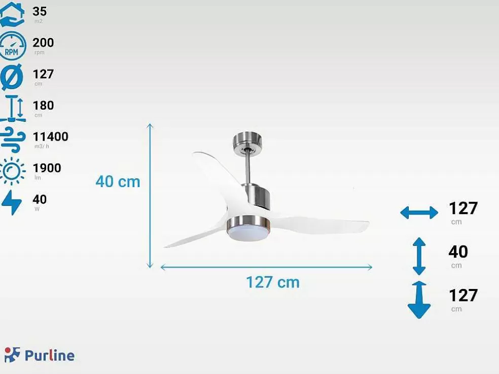 Purline Ventilador De Tecto Reversivel Termostato Regulavel Termostato Wifi Motor Dc Tectos Inclinados Controlo Remoto Adaptador De Luz De Tres Tons 2/3 Laminas Memória Hipersilenciosa* Ventilador