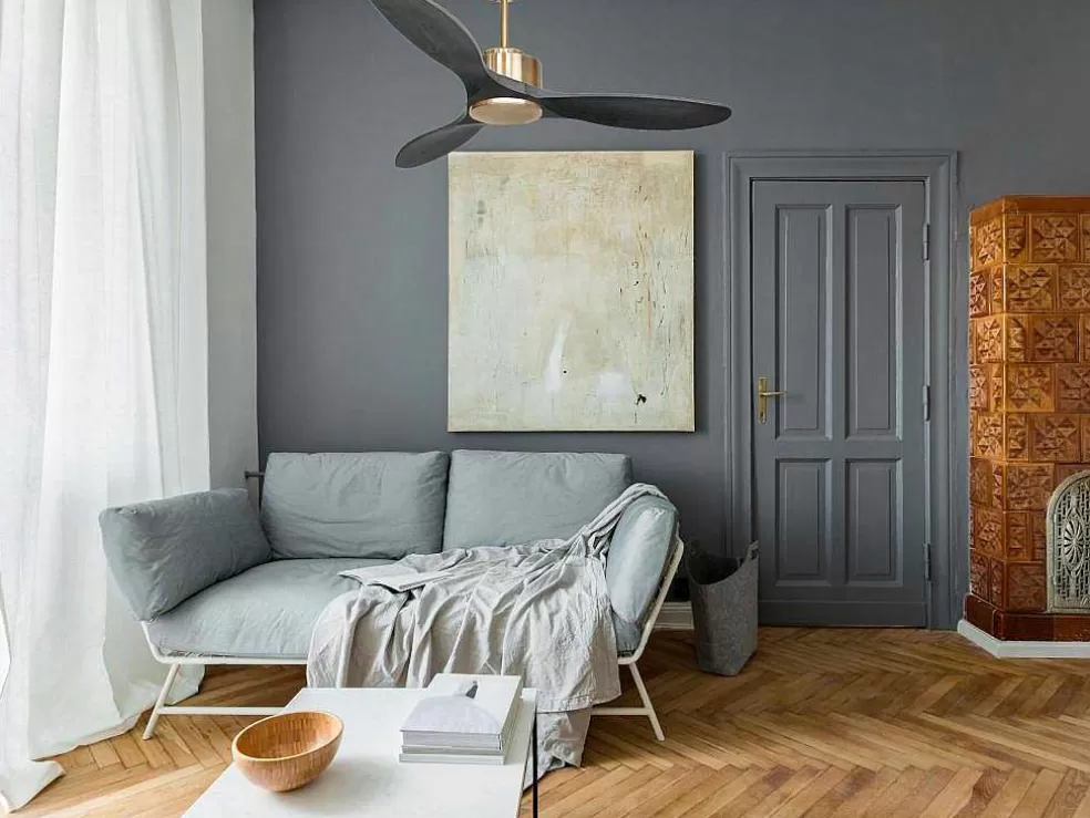 Purline Ventilador De Tecto Reversivel Termostato Regulavel Termostato Wifi Motor Dc Tectos Inclinados Controlo Remoto Luz De Tres Tons Memória Hipersilenciosa* Ventilador