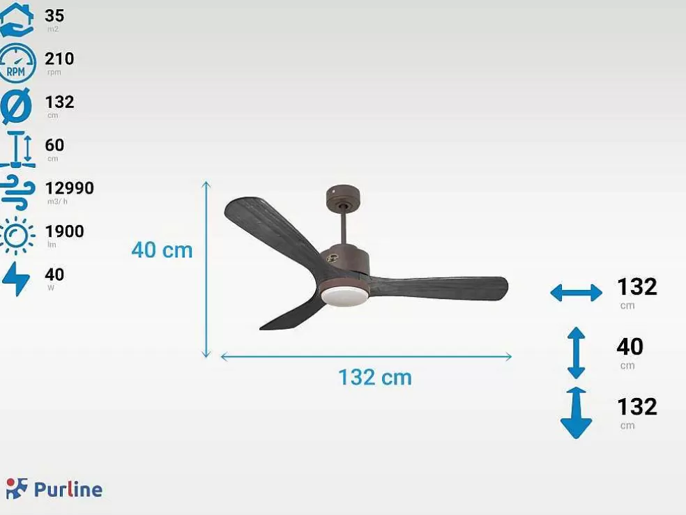 Purline Ventilador De Tecto Reversivel Termostato Regulavel Termostato Wifi Motor Dc Tectos Inclinados Controlo Remoto Luz De Tres Tons Memória Hipersilenciosa* Ventilador