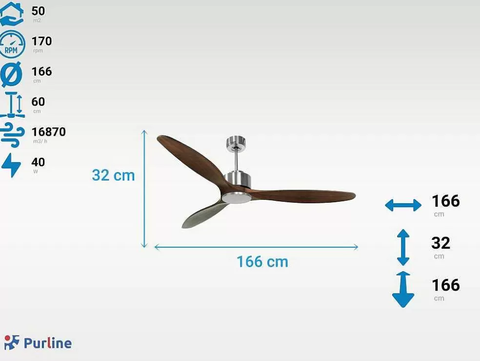 Purline Ventilador De Tecto Reversivel Termostato Regulavel Termostato Wifi Motor Dc Tectos Inclinados Controlo Remoto Luz De Tres Tons Memória Hipersilenciosa* Ventilador