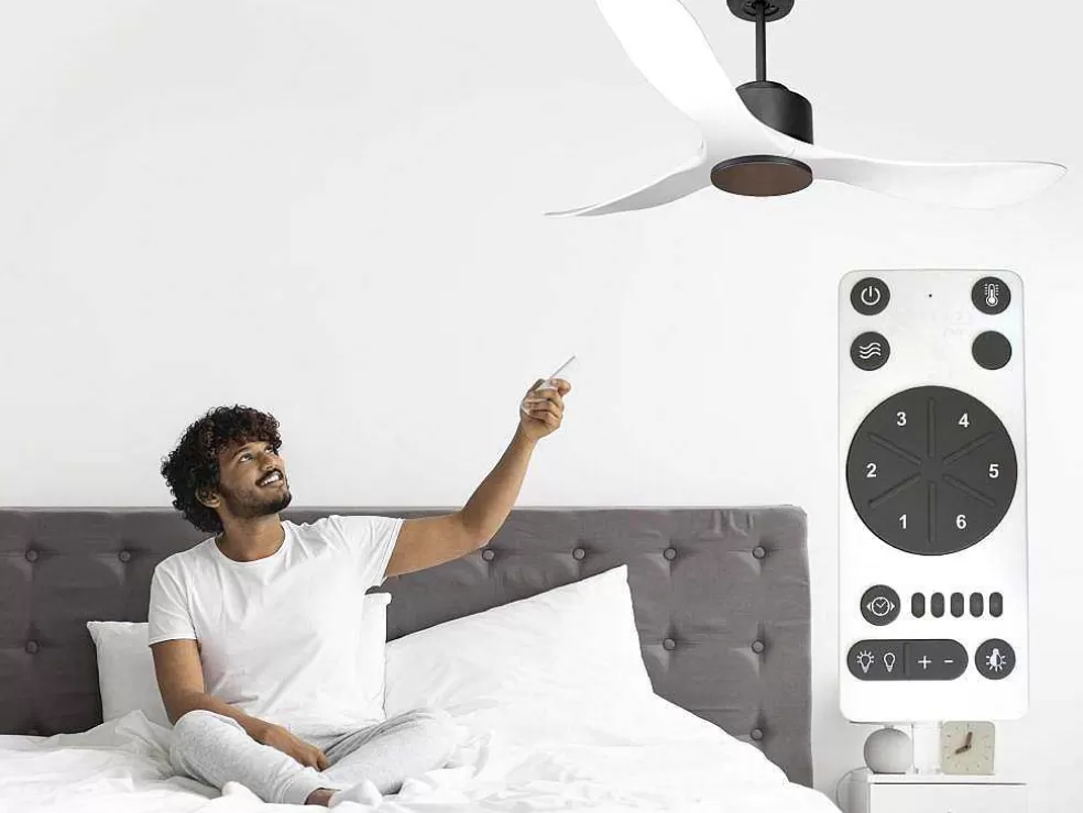 Purline Ventilador De Tecto Reversivel Termostato Regulavel Termostato Wifi Motor Dc Tectos Inclinados Controlo Remoto Luz De Tres Tons Memória Hipersilenciosa* Ventilador