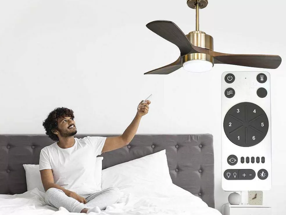 Purline Ventilador De Tecto Reversivel Termostato Regulavel Termostato Wifi Motor Dc Tectos Inclinados Controlo Remoto Luz De Tres Tons Memória Hipersilenciosa* Ventilador