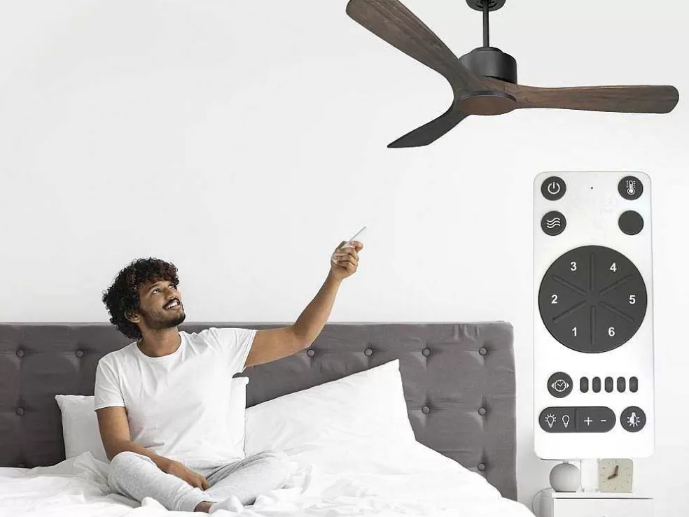 Purline Ventilador De Tecto Reversivel Termostato Regulavel Termostato Wifi Motor Dc Tectos Inclinados Controlo Remoto Luz De Tres Tons Memória Hipersilenciosa* Ventilador