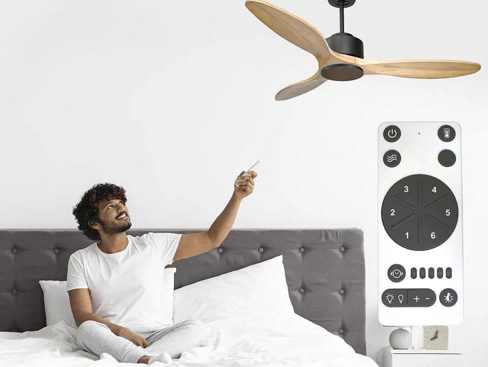 Purline Ventilador De Tecto Reversivel Termostato Regulavel Termostato Wifi Motor Dc Tectos Inclinados Controlo Remoto Luz De Tres Tons Memória Hipersilenciosa* Ventilador