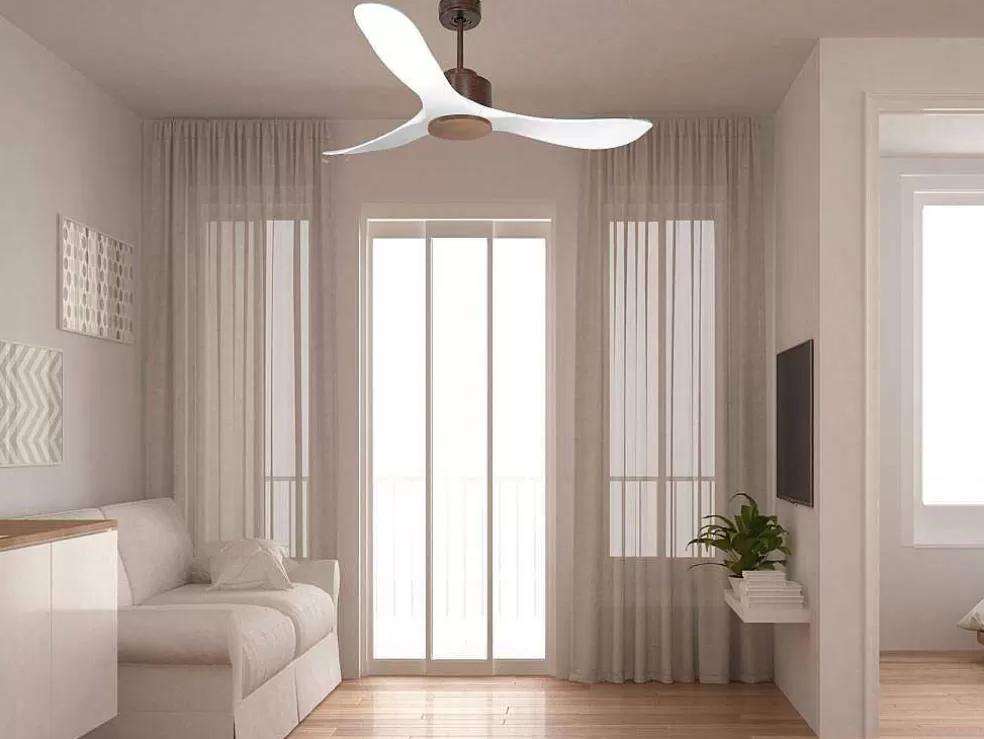 Purline Ventilador De Tecto Reversivel Termostato Regulavel Termostato Wifi Motor Dc Tectos Inclinados Controlo Remoto Luz De Tres Tons Memória Hipersilenciosa* Ventilador