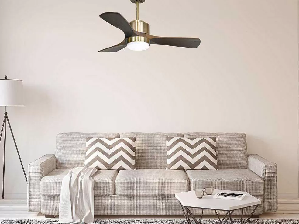 Purline Ventilador De Tecto Reversivel Termostato Regulavel Termostato Wifi Motor Dc Tectos Inclinados Controlo Remoto Luz De Tres Tons Memória Hipersilenciosa* Ventilador