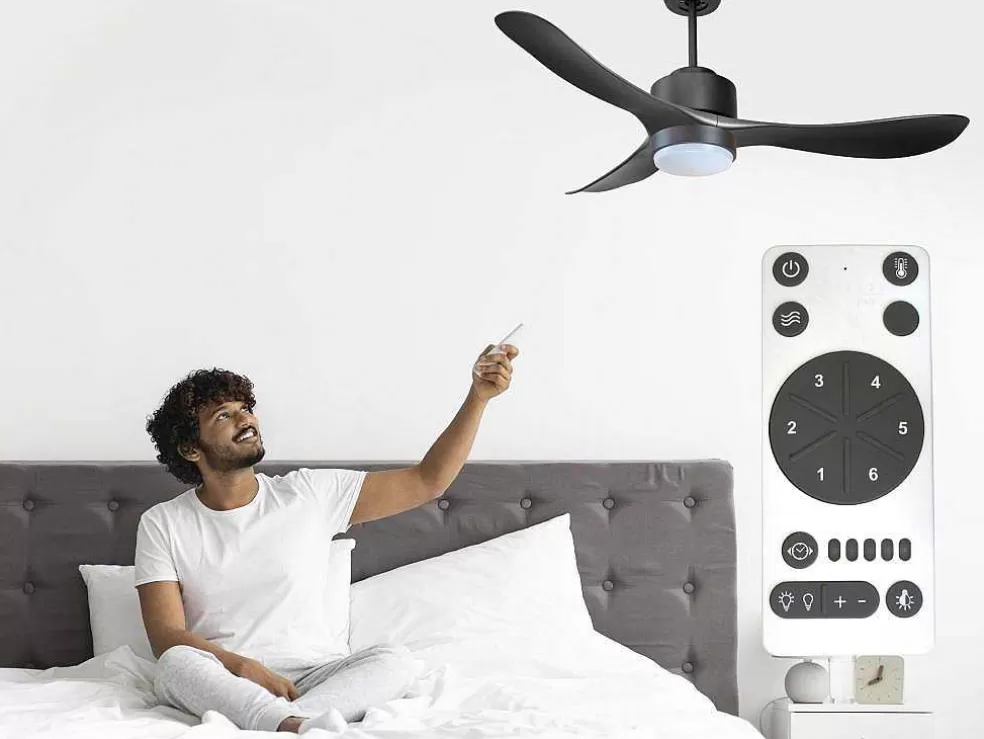 Purline Ventilador De Tecto Reversivel Termostato Regulavel Termostato Wifi Motor Dc Tectos Inclinados Controlo Remoto Luz De Tres Tons Memória Hipersilenciosa* Ventilador