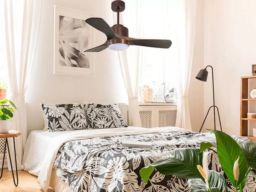 Purline Ventilador De Tecto Reversivel Termostato Regulavel Termostato Wifi Motor Dc Tectos Inclinados Controlo Remoto Luz De Tres Tons Memória Hipersilenciosa* Ventilador