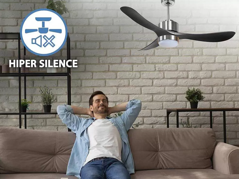 Purline Ventilador De Tecto Reversivel Termostato Regulavel Termostato Wifi Motor Dc Tectos Inclinados Controlo Remoto Luz De Tres Tons Memória Hipersilenciosa* Ventilador