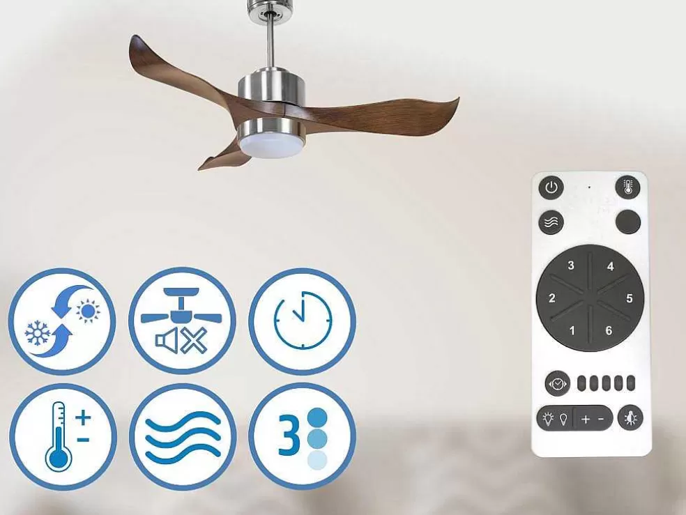Purline Ventilador De Tecto Reversivel Termostato Reversivel Regulavel Wifi Motor Dc Laminas De Tecto Inclinadas Memória Hypersilence* Ventilador