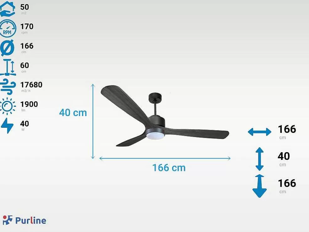 Purline Ventilador De Tecto Reversivel Termostato Reversivel Regulavel Wifi Motor Dc Tectos Inclinados Memória Hypersilence* Ventilador