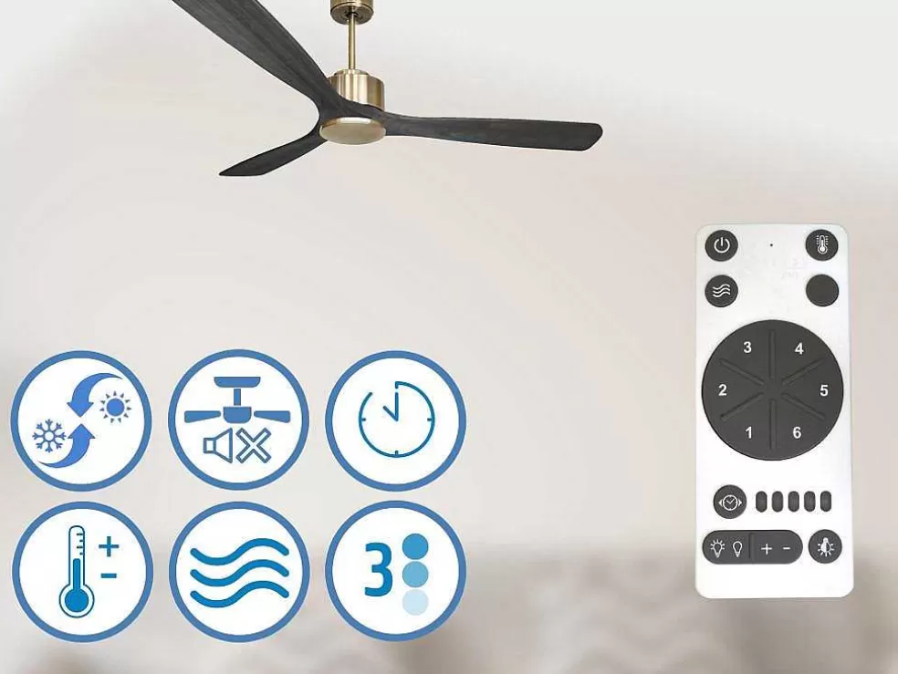 Purline Ventilador De Tecto Reversivel Termostato Reversivel Regulavel Wifi Motor Dc Tectos Inclinados Memória Hypersilence* Ventilador