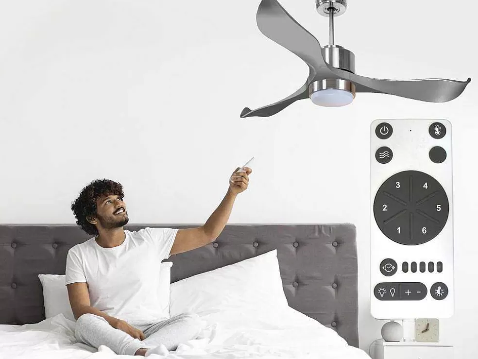 Purline Ventilador De Tecto Reversivel Termostato Reversivel Termostato Regulavel Wifi Motor Dc Tectos Inclinados Controlo Remoto Memória Luminosa De Tres Tons* Ventilador