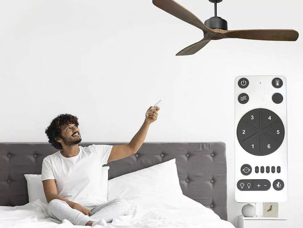 Purline Ventilador De Tecto Wifi Com Motor Dc Controlo Remoto Hypersilence Fullwood Memory* Ventilador