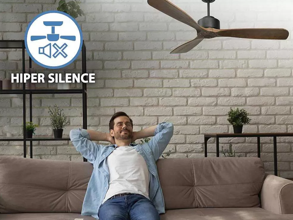Purline Ventilador De Tecto Wifi Com Motor Dc Controlo Remoto Hypersilence Fullwood Memory* Ventilador