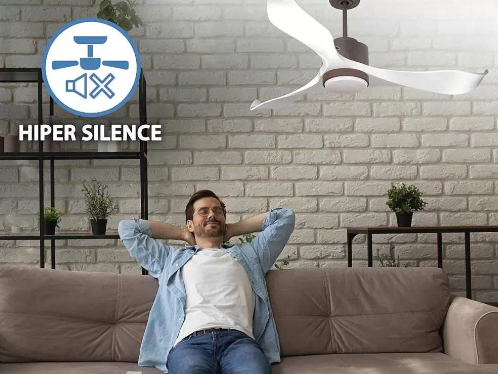 Purline Ventilador De Tecto Wifi Motor Dc Controlo Remoto Adaptador De Luz De Tres Tons 2/3 Laminas Hypersilence Memória* Ventilador