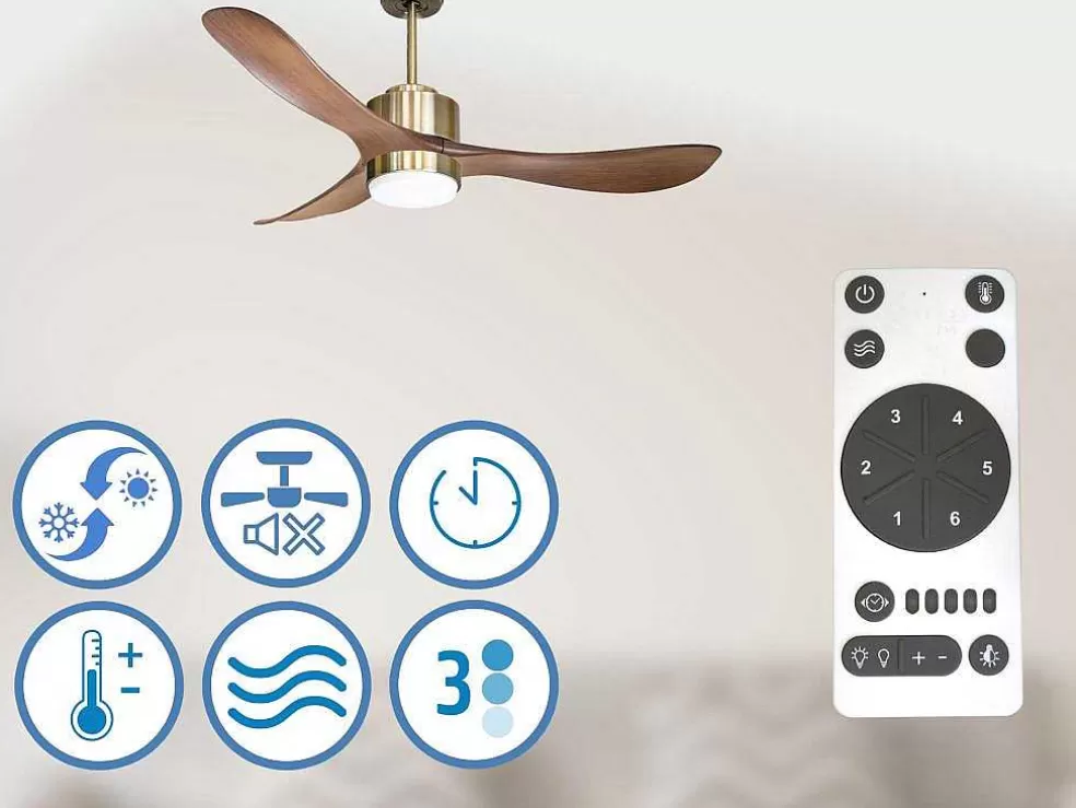 Purline Ventilador De Tecto Wifi Motor Dc Controlo Remoto Luz De Tres Tons Hipersilencio Memória* Ventilador