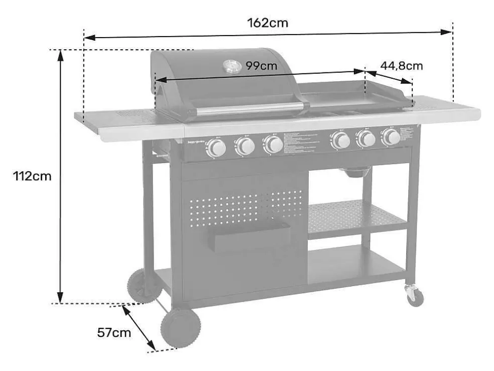 Happy Garden Vesuvio Duo Barbecue A Gas - 3 Queimadores + Plancha 3 Queimadores* Barbecue, Braseiro De Jardim, Plancha